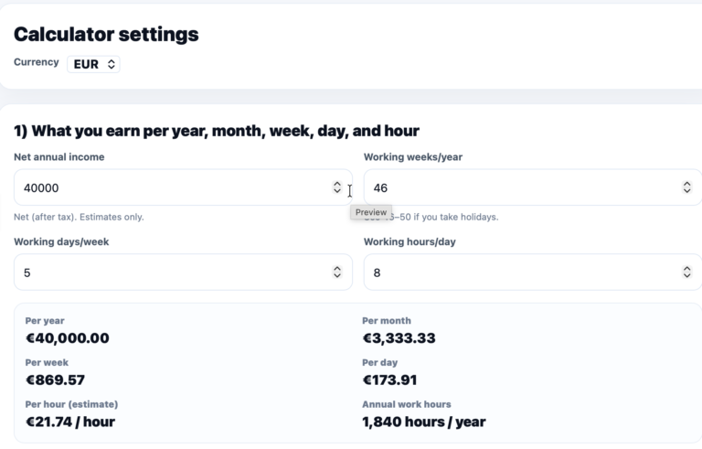 Save or Spend Calculator - example